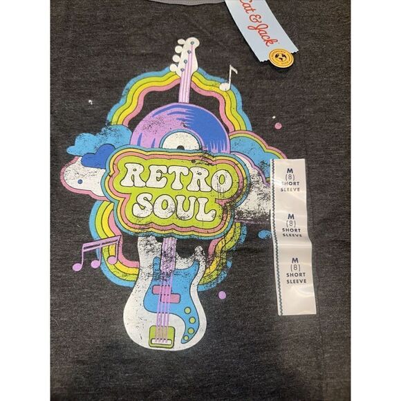 Boys' Short Sleeve 'Retro Soul' Ringer T-Shirt - Cat & Jack Gray Medium. 4 - Picture 2 of 4